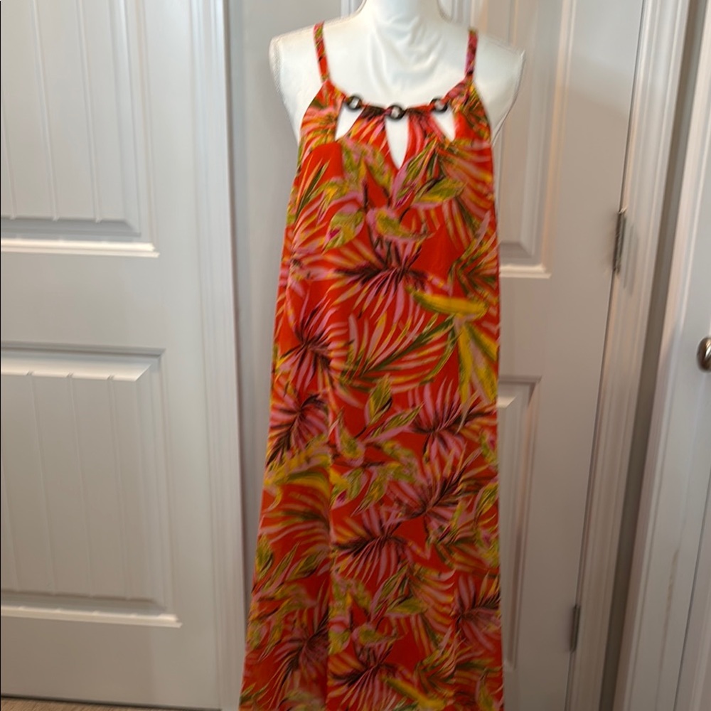 Mlle Gabrielle Orange Tropical Print Maxi Dress